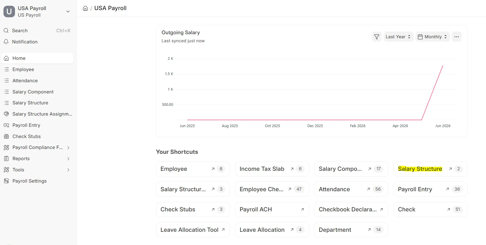 Salary Structure workspace